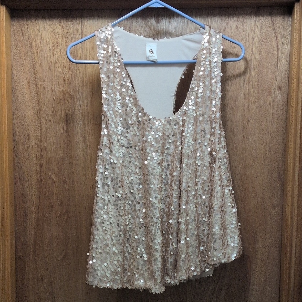 LAWLESS Sparkling Sequin Tank Top - Cream